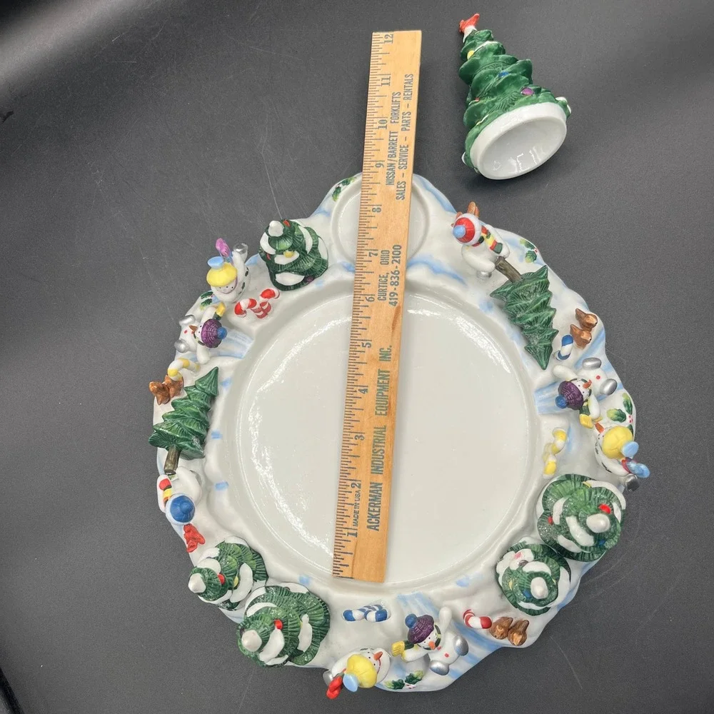 Vtg Partylite P7870 Snowbell 3 Wick Candle Holder Tree Snuffer 11